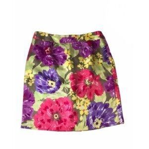 BANANA Republic Green/Pink Floral Skirt Size 10